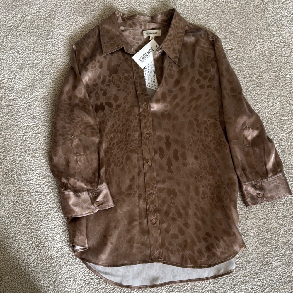 Leisureland Brown Animal Print Blouse
